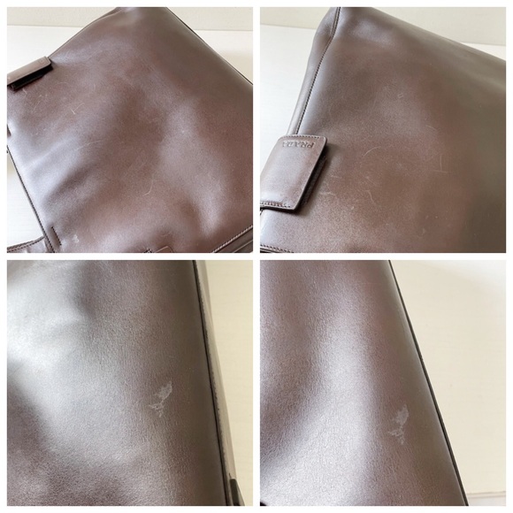 Prada brown calfskin leather vintage shoulder tote business bag minimal - Picture 5 of 12